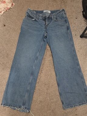 Hollister Women's Wide Leg Jeans in Light Blue Denim